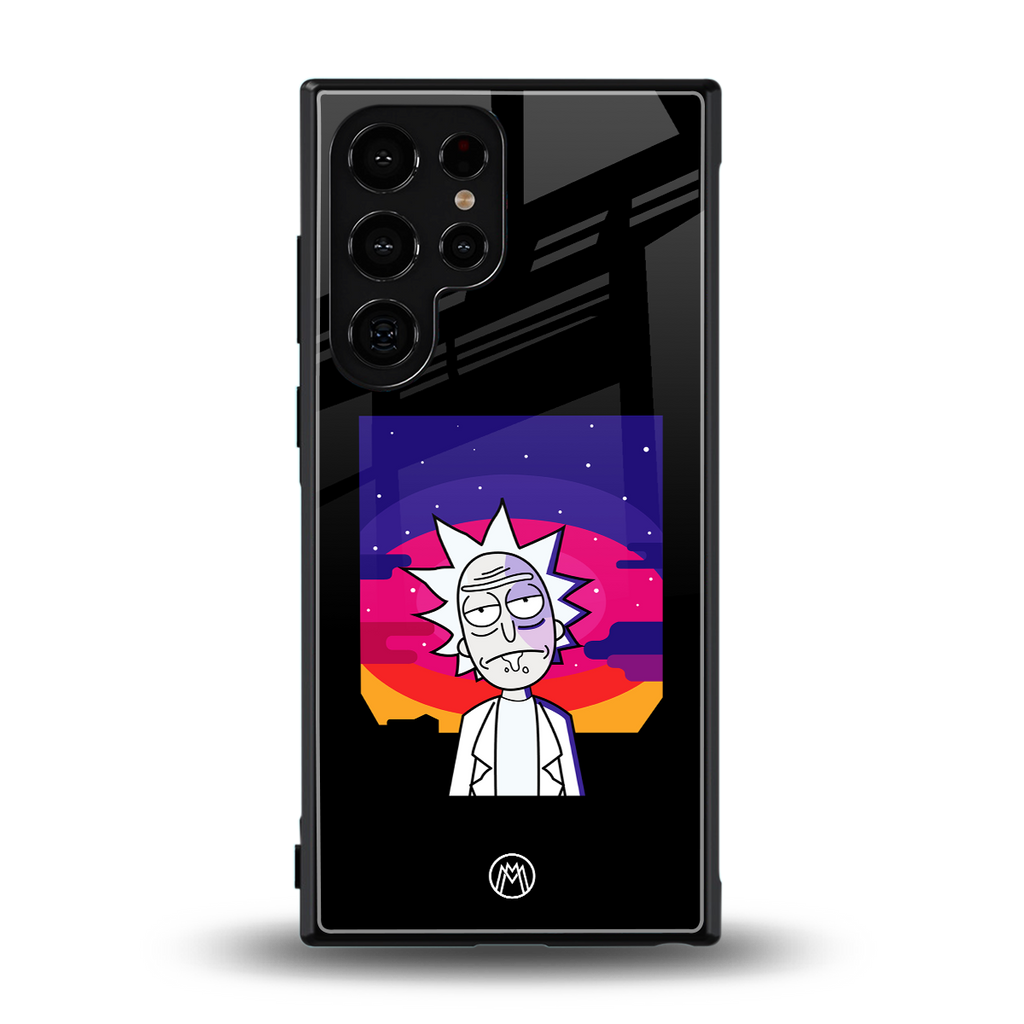 trippy rick sanchez back phone cover | glass case for samsung galaxy s23 ultra
