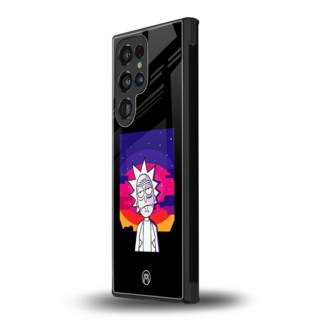 trippy rick sanchez back phone cover | glass case for samsung galaxy s23 ultra