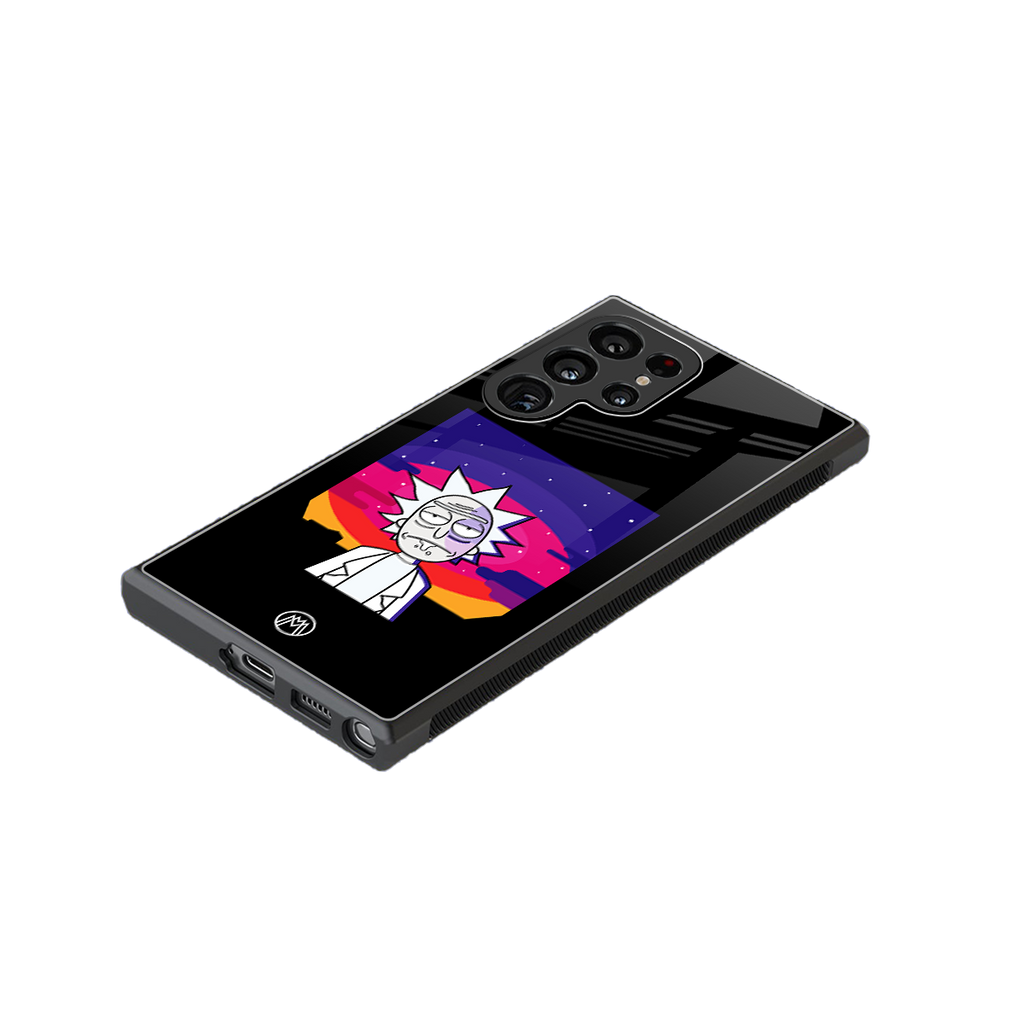 trippy rick sanchez back phone cover | glass case for samsung galaxy s23 ultra