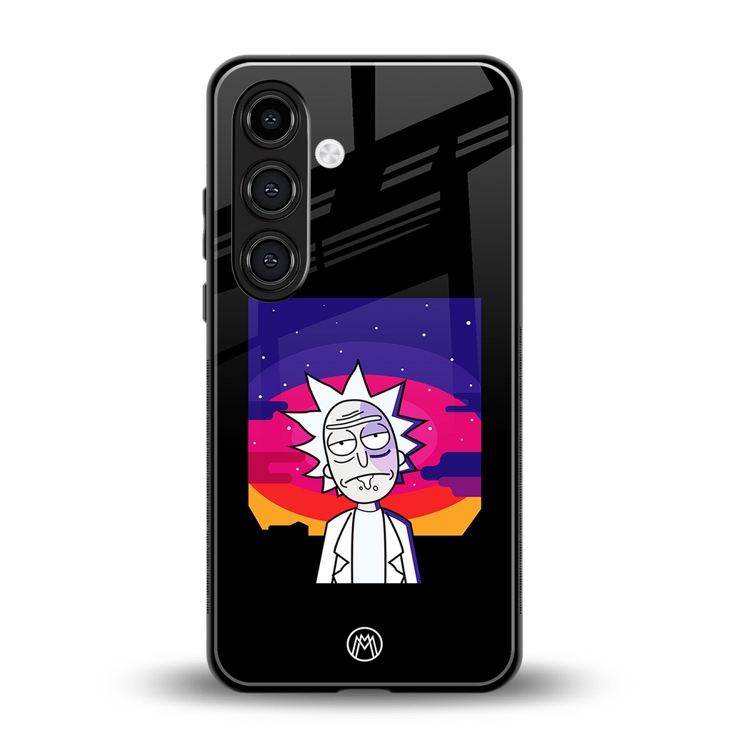 trippy rick sanchez back phone cover | glass case for samsung galaxy s24 fe