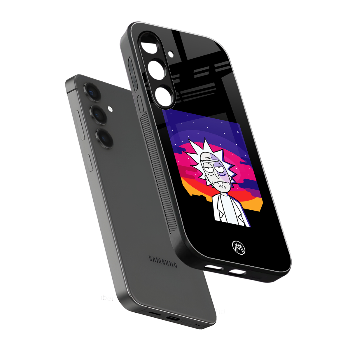 trippy rick sanchez back phone cover | glass case for samsung galaxy s24 fe