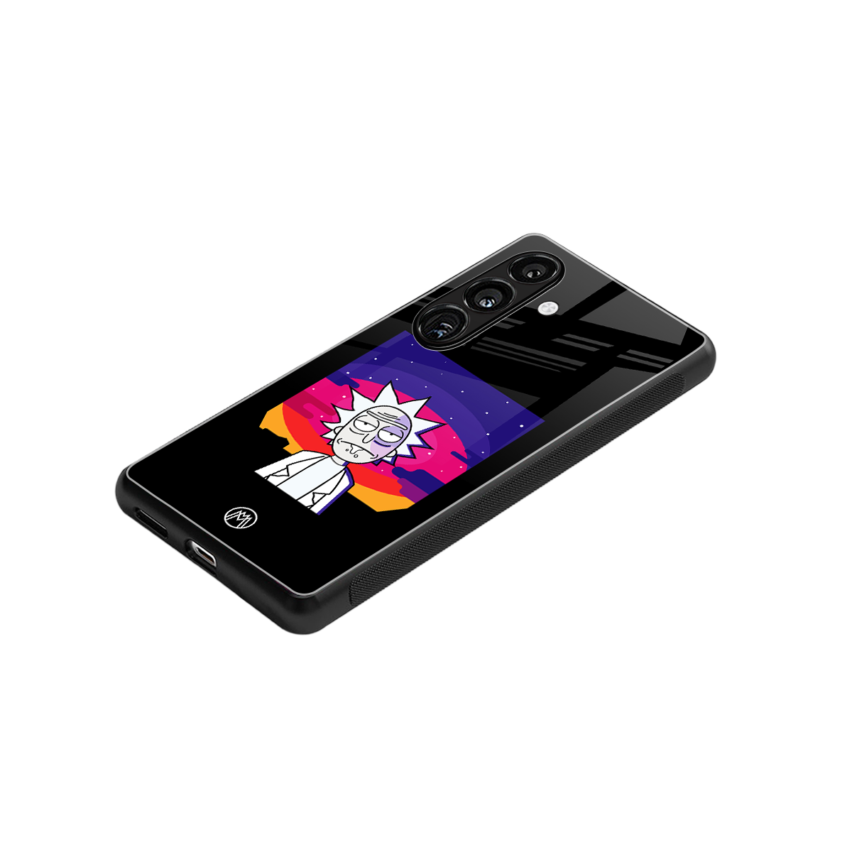 trippy rick sanchez back phone cover | glass case for samsung galaxy s24 fe