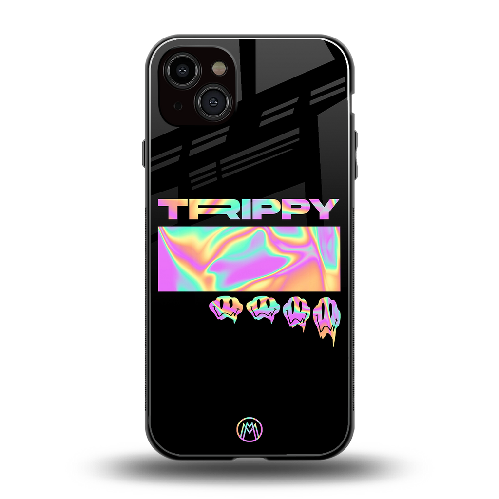 trippy trippy back phone cover | glass case for iphone 15 plus