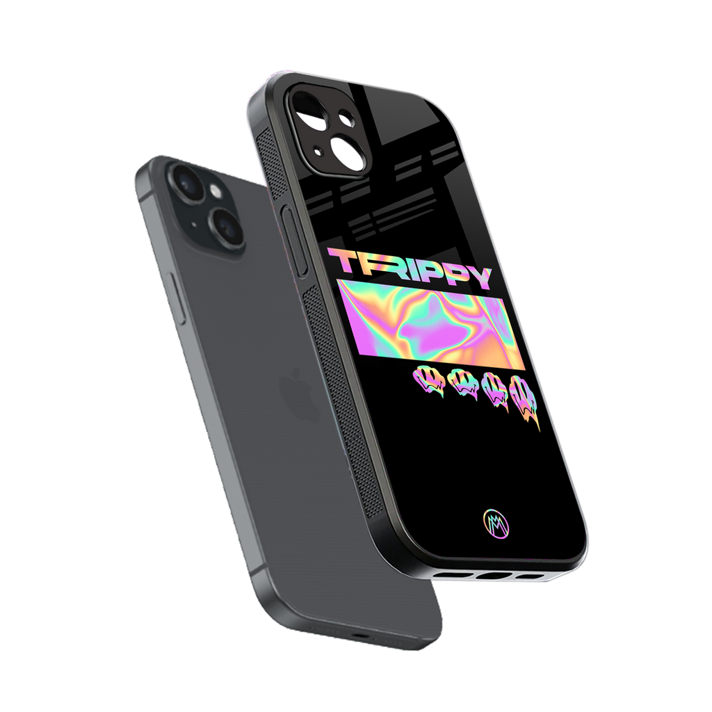 trippy trippy back phone cover | glass case for iphone 15 plus