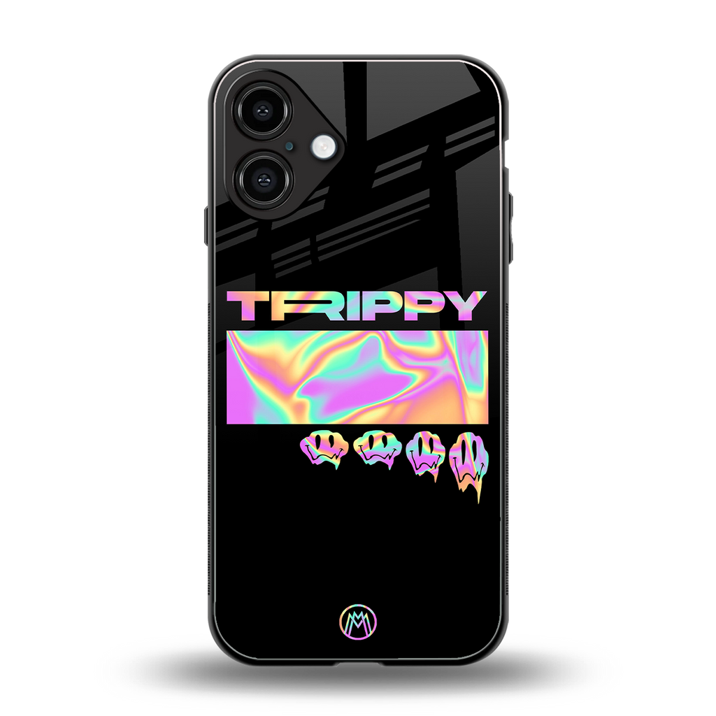 trippy trippy back phone cover | glass case for iphone 16 plus