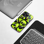 trippy aliens back phone cover | glass case for iphone 16 pro