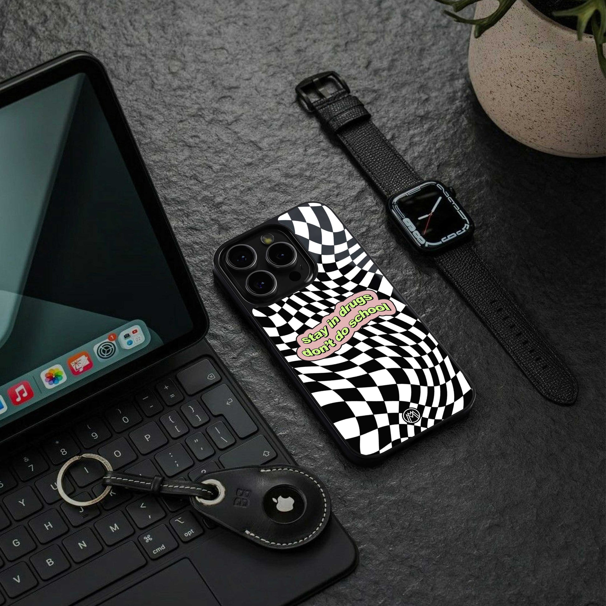 trippy high life back phone cover | glass case for iphone 14 pro max