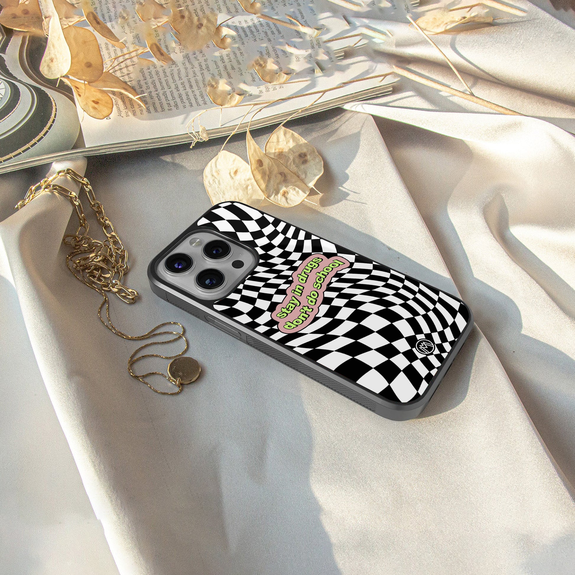 trippy high life back phone cover | glass case for iphone 16 pro max