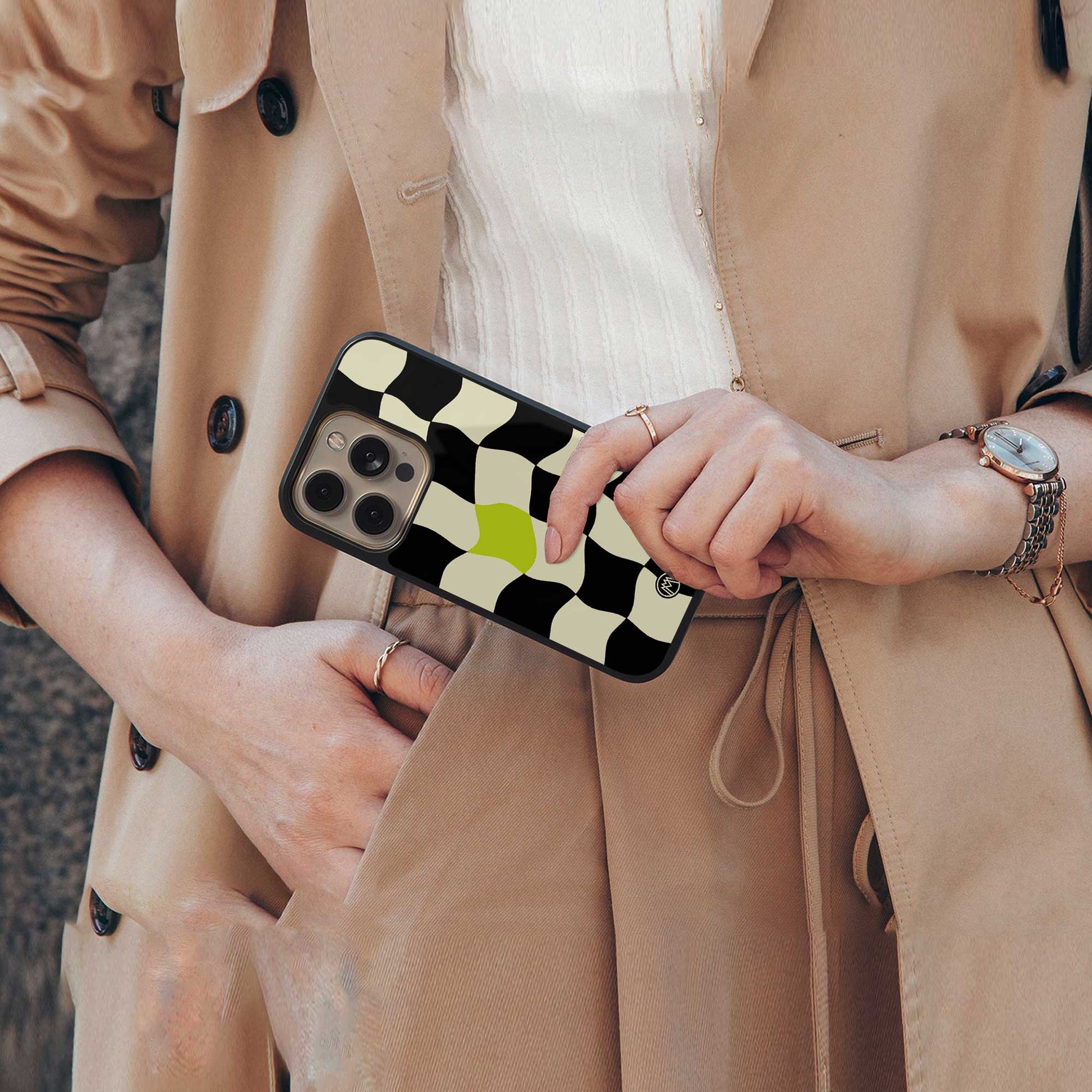 trippy pastel checks back phone cover | glass case for samsung galaxy s24 ultra