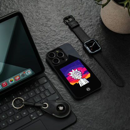 trippy rick sanchez back phone cover | glass case for iphone 16 pro