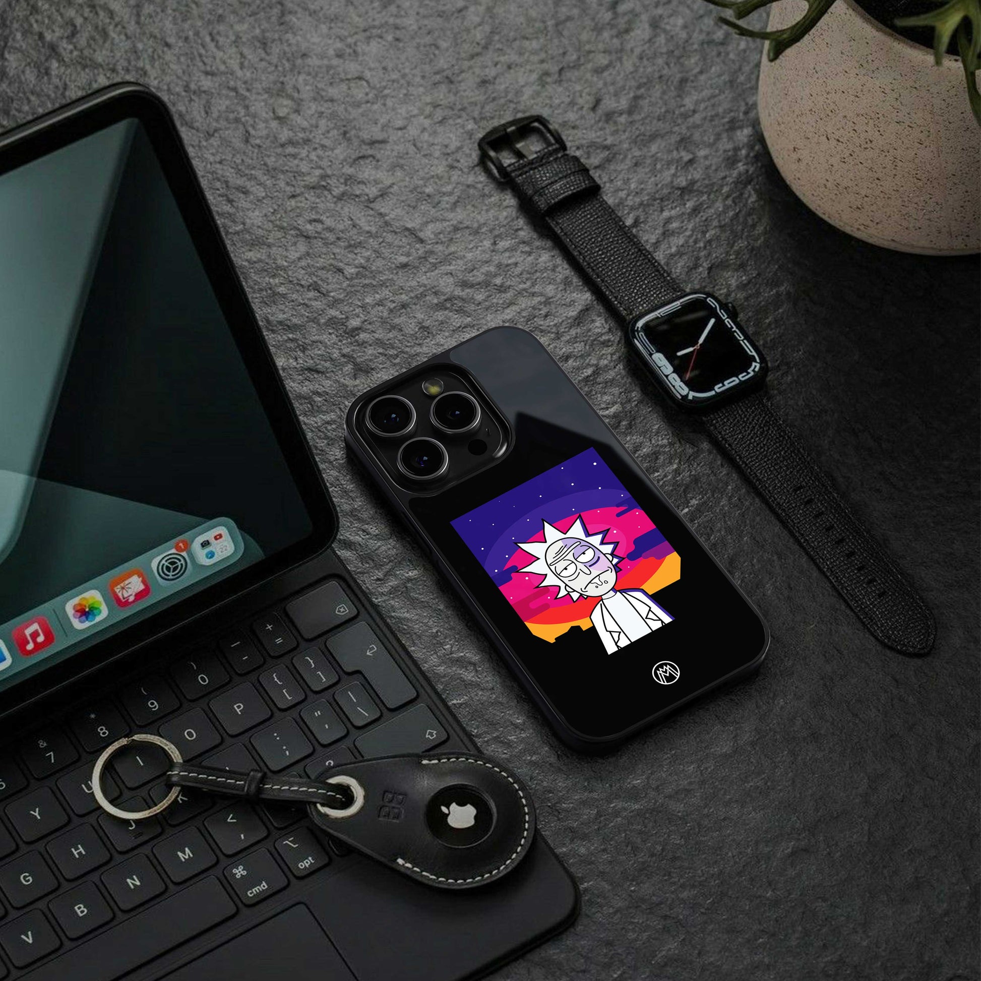 trippy rick sanchez back phone cover | glass case for Google Pixel 7A