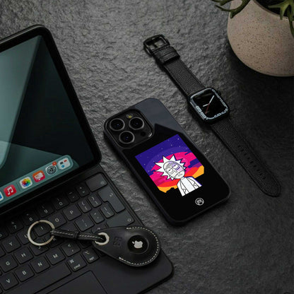 trippy rick sanchez back phone cover | glass case for iphone 14 pro max