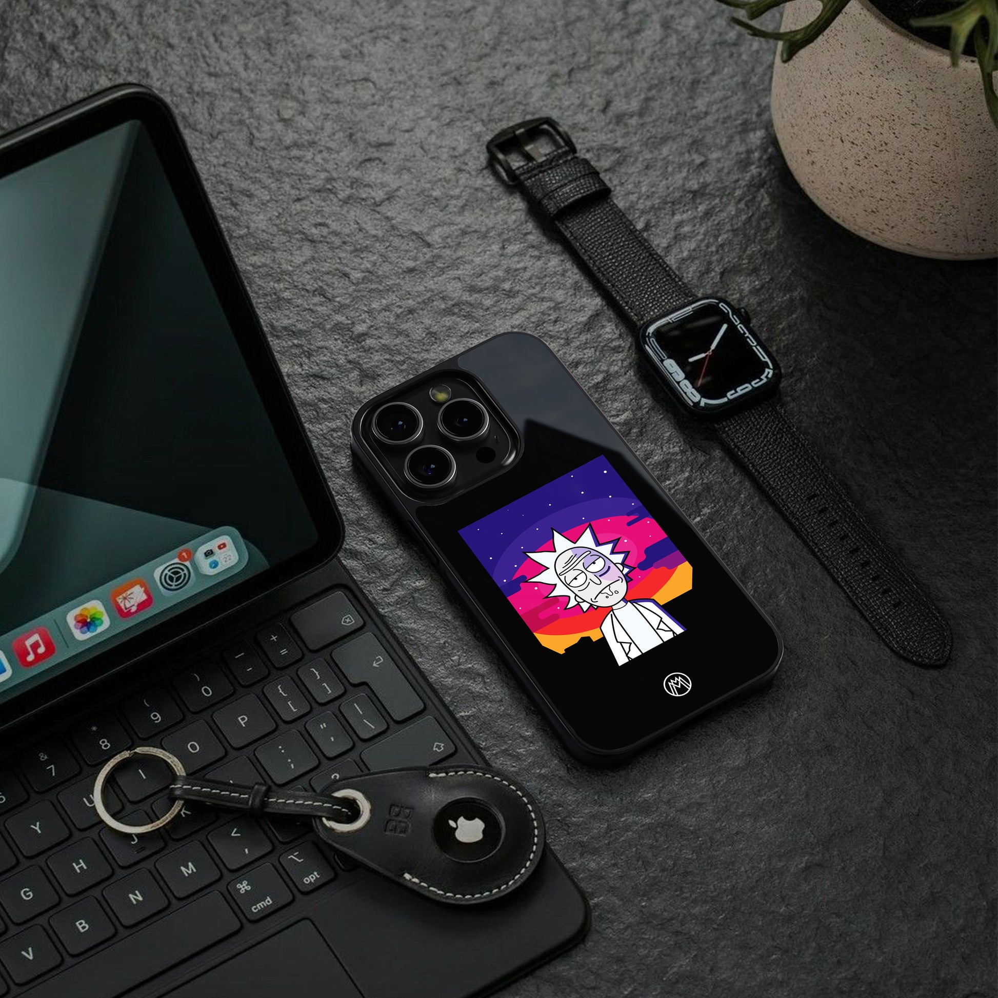 trippy rick sanchez back phone cover | glass case for google pixel 9 pro xl