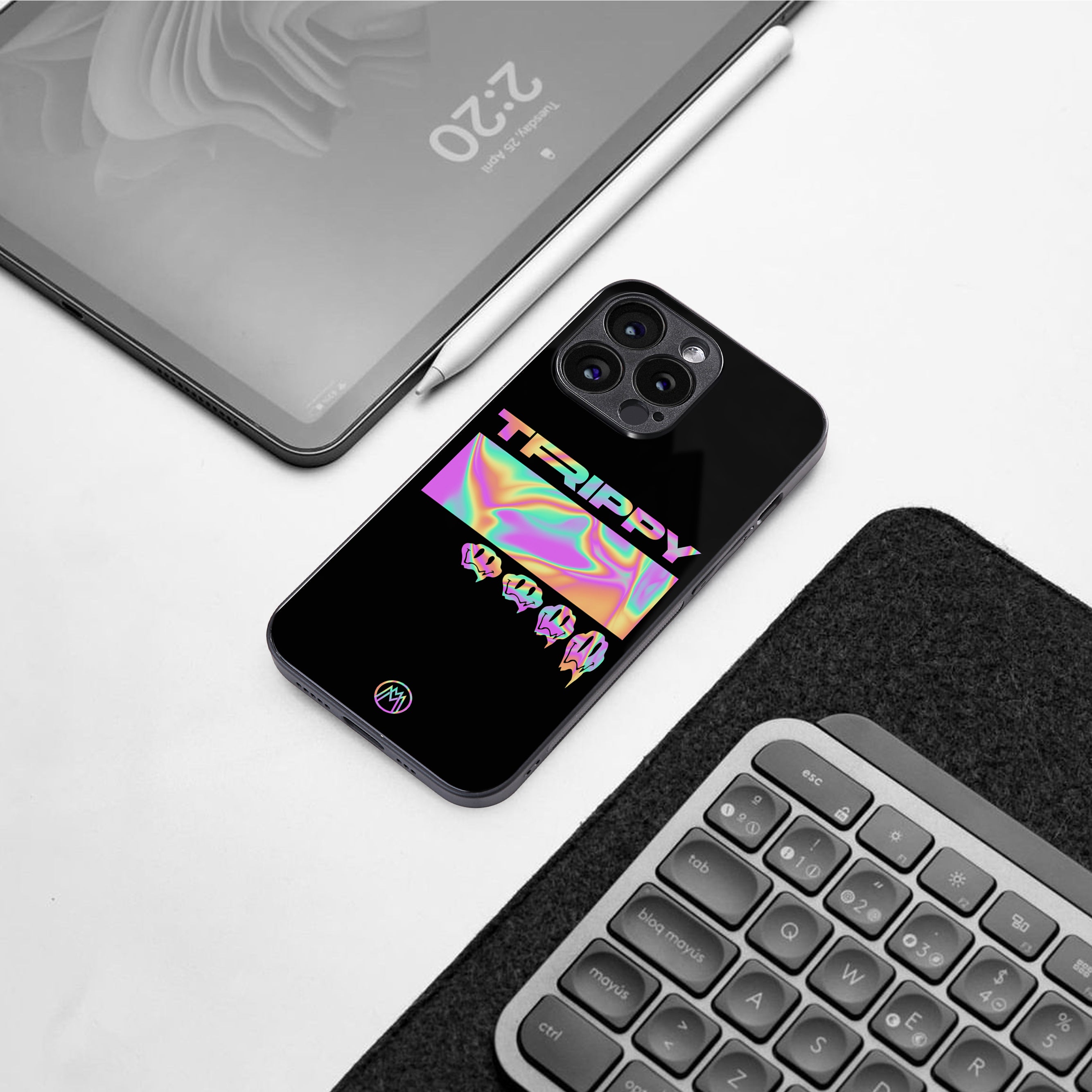 trippy trippy back phone cover | glass case for iphone 15