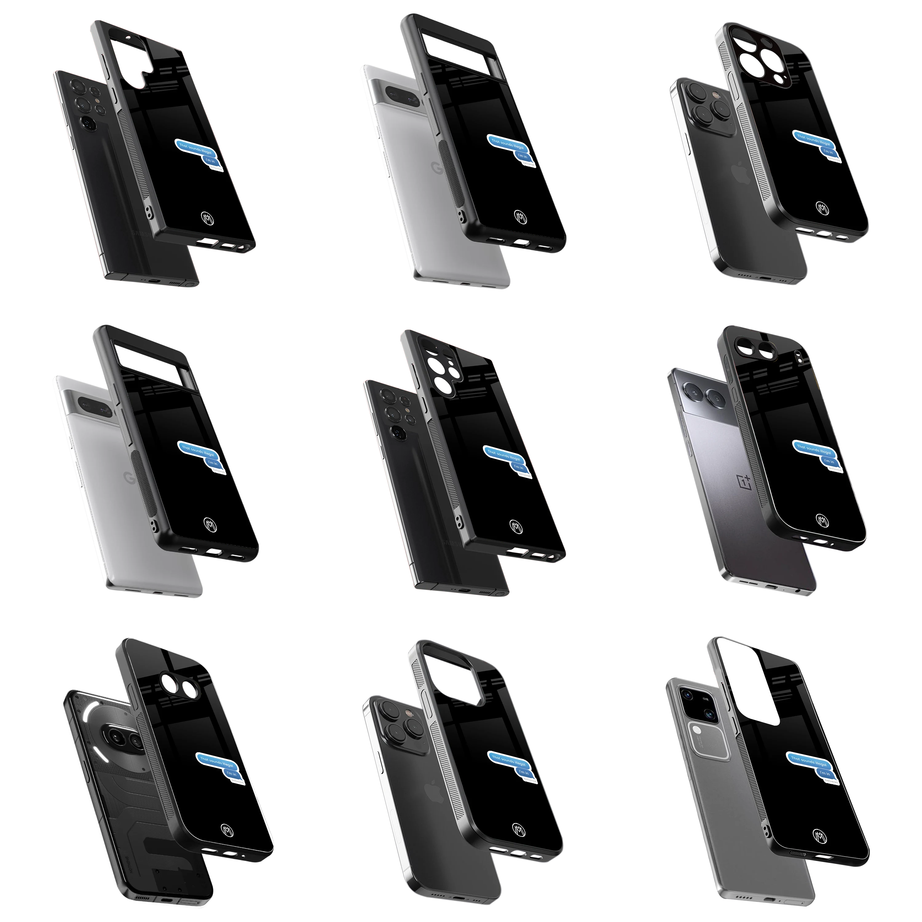 Durable Glass Back Mobile Case for iPhone, Samsung, OnePlus, Google Pixel, Redmi, Vivo, Oppo