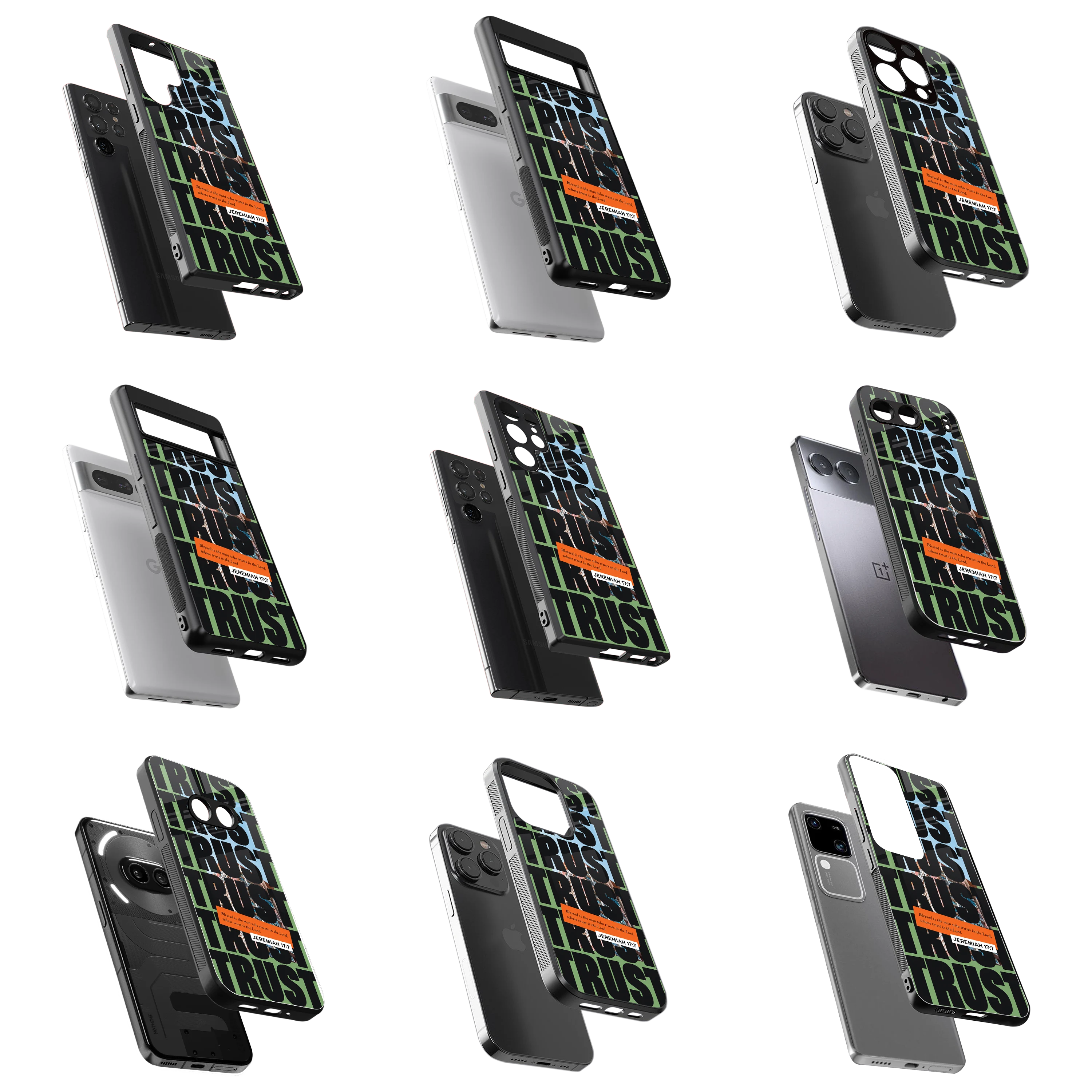 Durable Glass Back Mobile Case for iPhone, Samsung, OnePlus, Google Pixel, Redmi, Vivo, Oppo