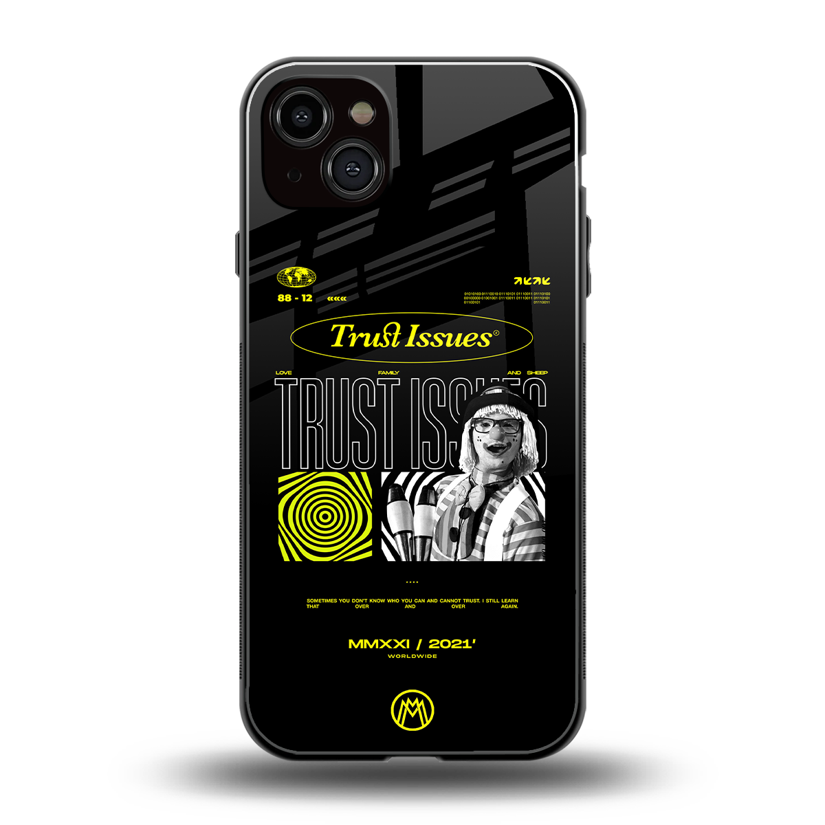 trust issues back phone cover | glass case for iphone 15 plus