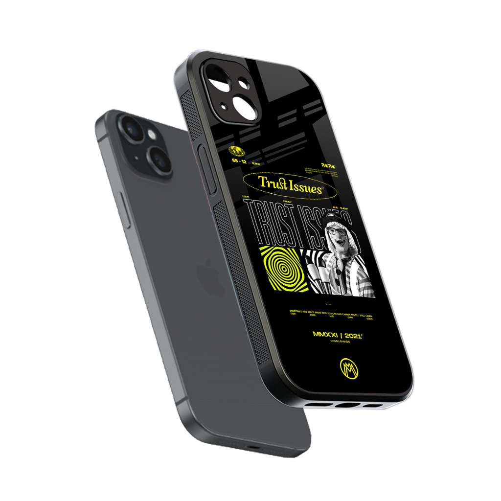 trust issues back phone cover | glass case for iphone 14 plus
