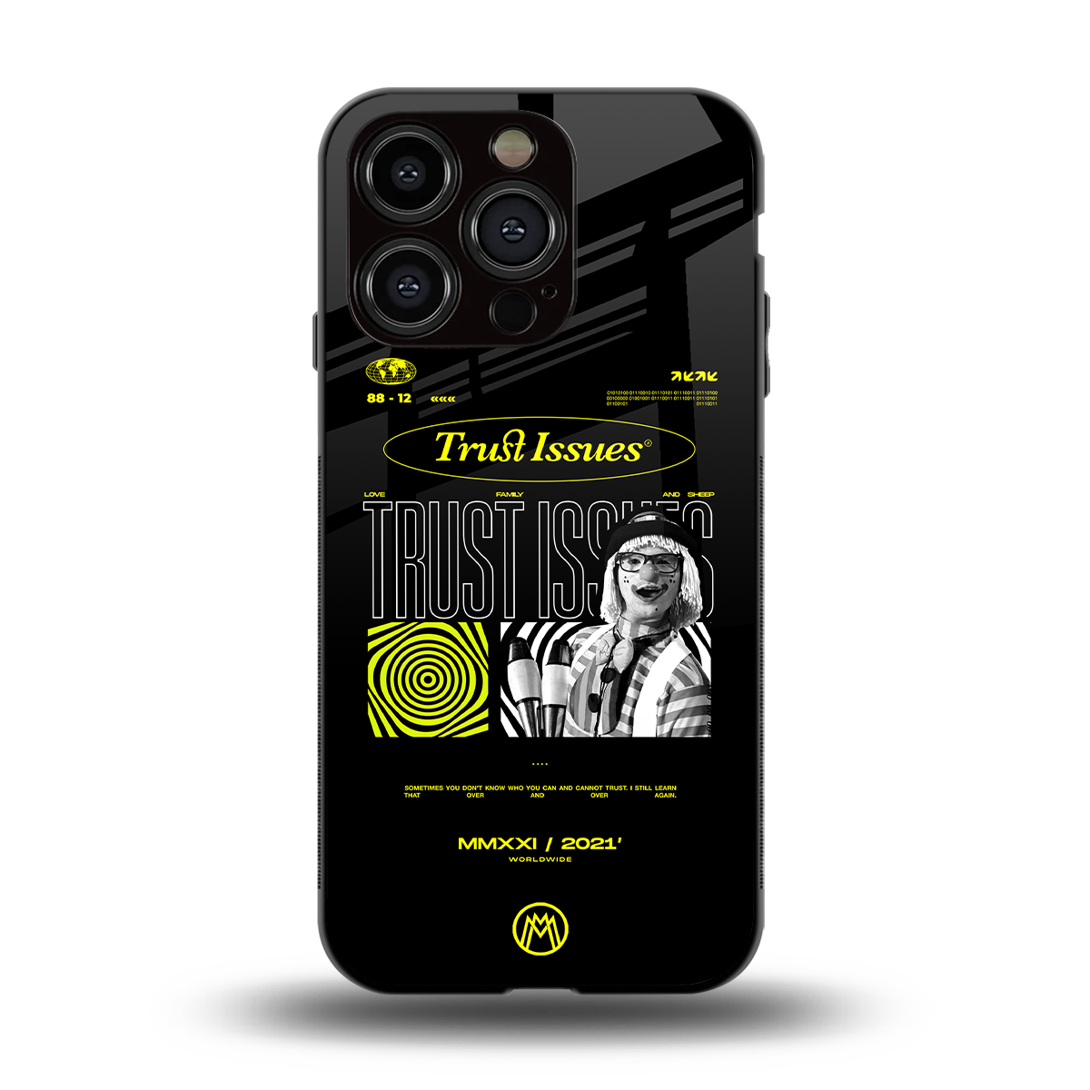 trust issues back phone cover | glass case for iphone 15 pro