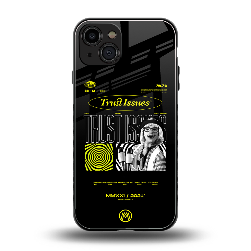 trust issues back phone cover | glass case for iphone 15