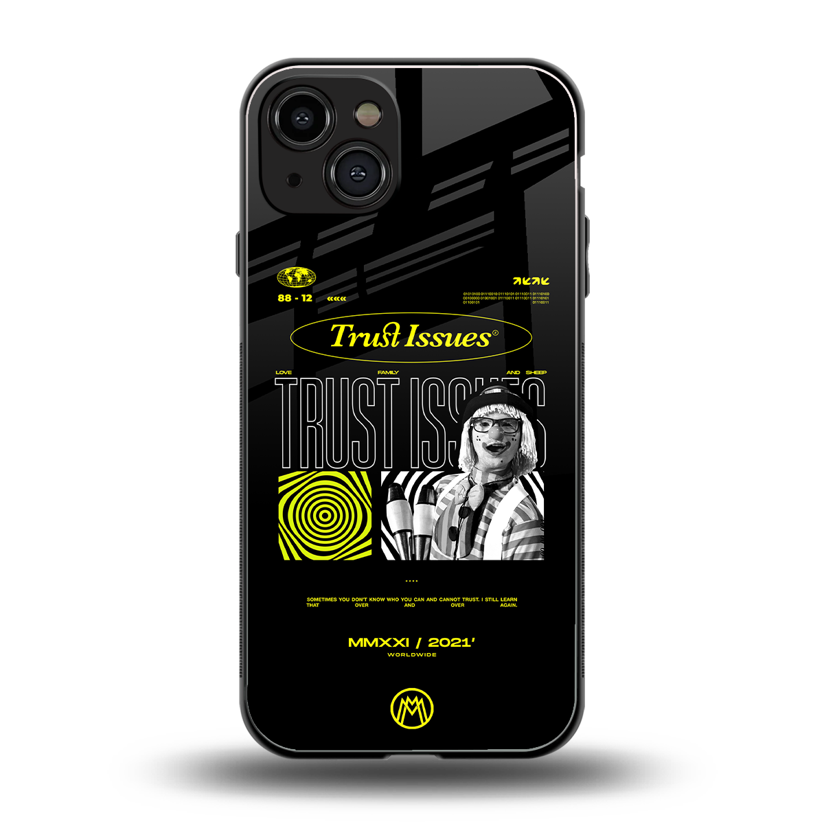 trust issues back phone cover | glass case for iphone 15