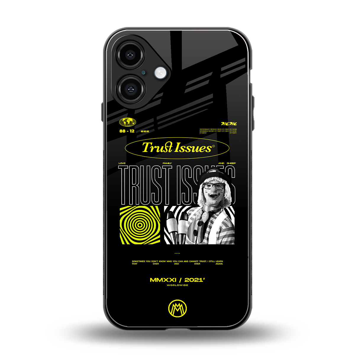 trust issues back phone cover | glass case for iphone 16 plus