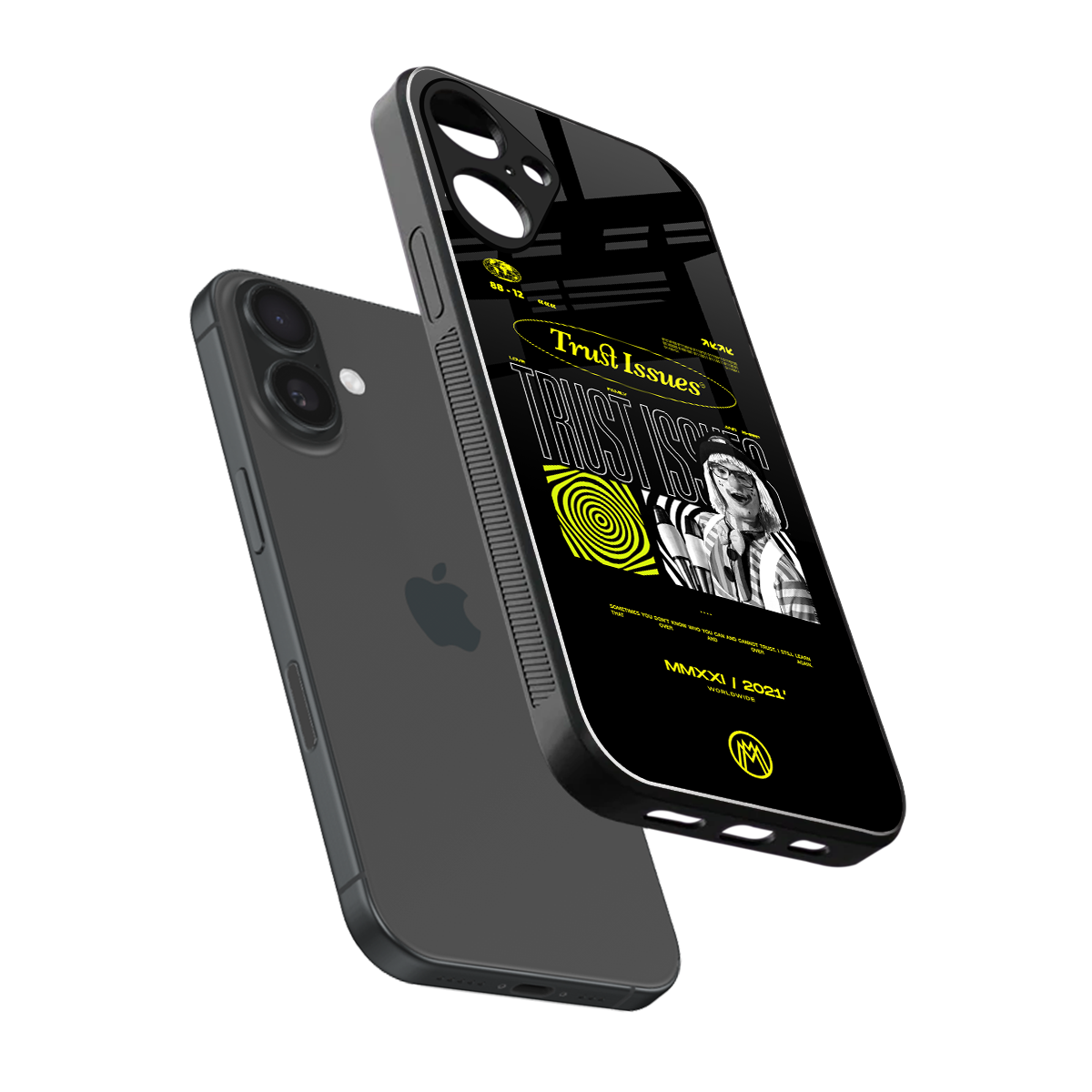 trust issues back phone cover | glass case for iphone 16 plus