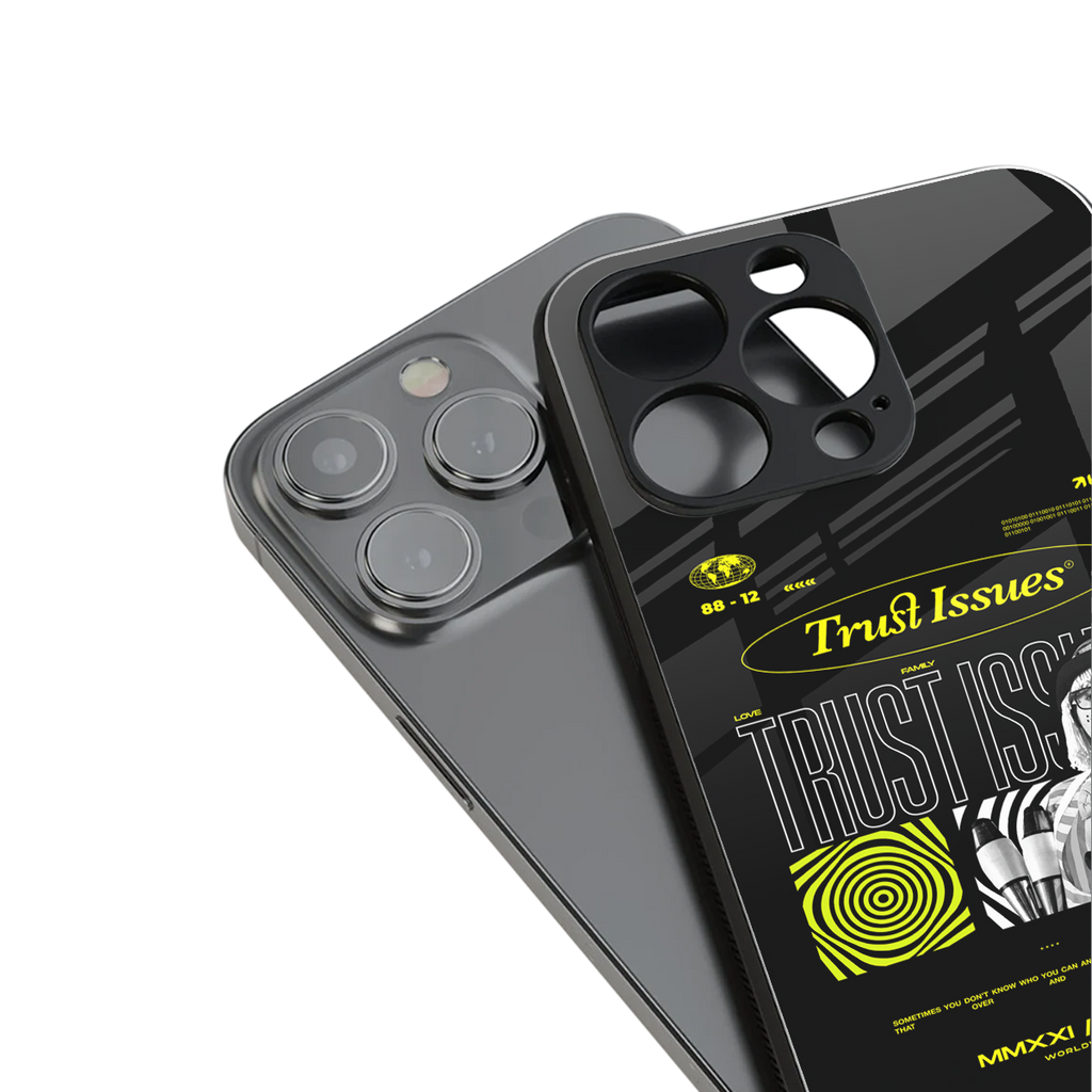 trust issues back phone cover | glass case for iphone 16 plus