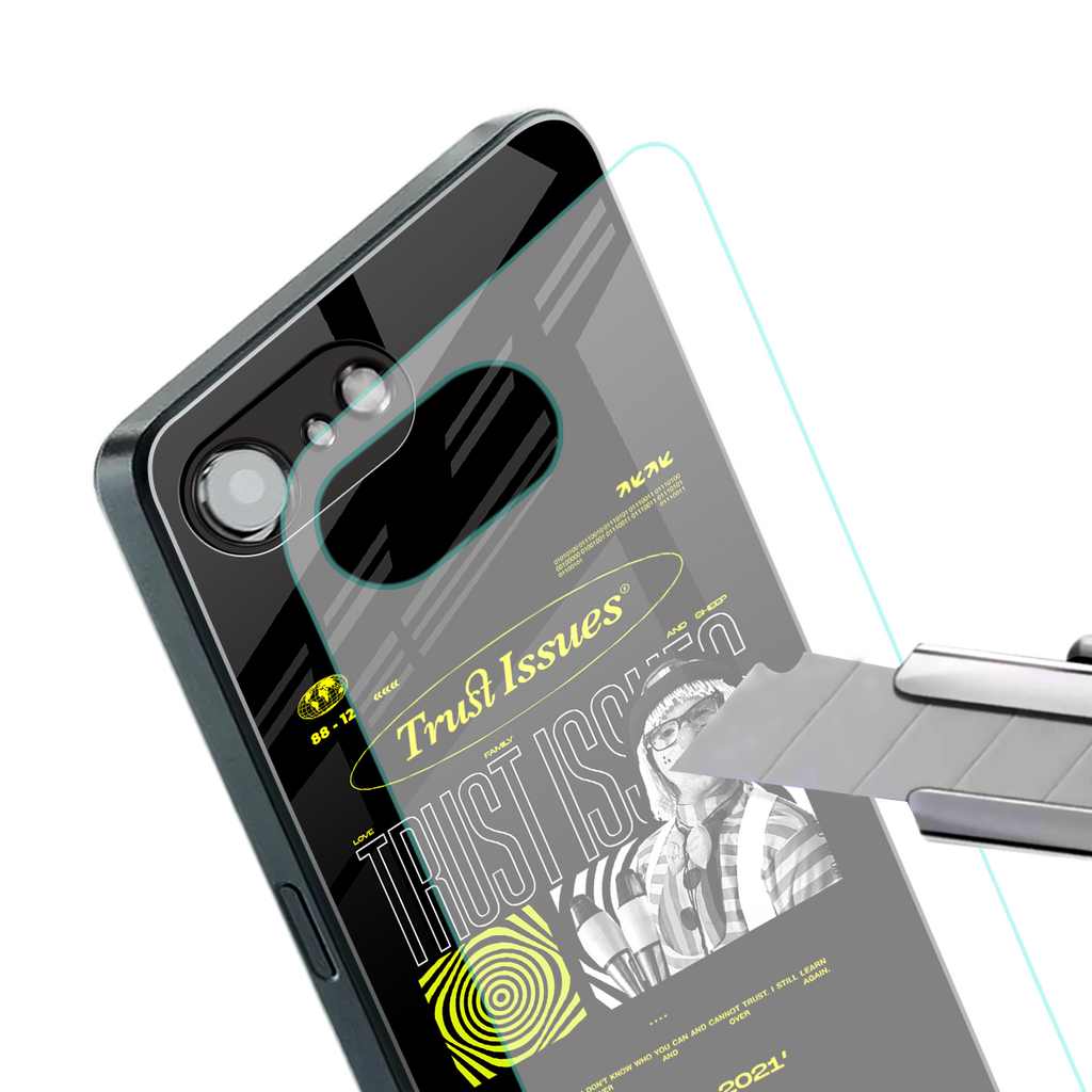 trust issues back phone cover | glass case for iphone 16e