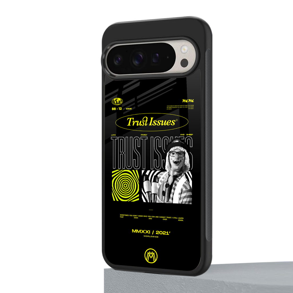 trust issues back phone cover | glass case for google pixel 9 pro xl