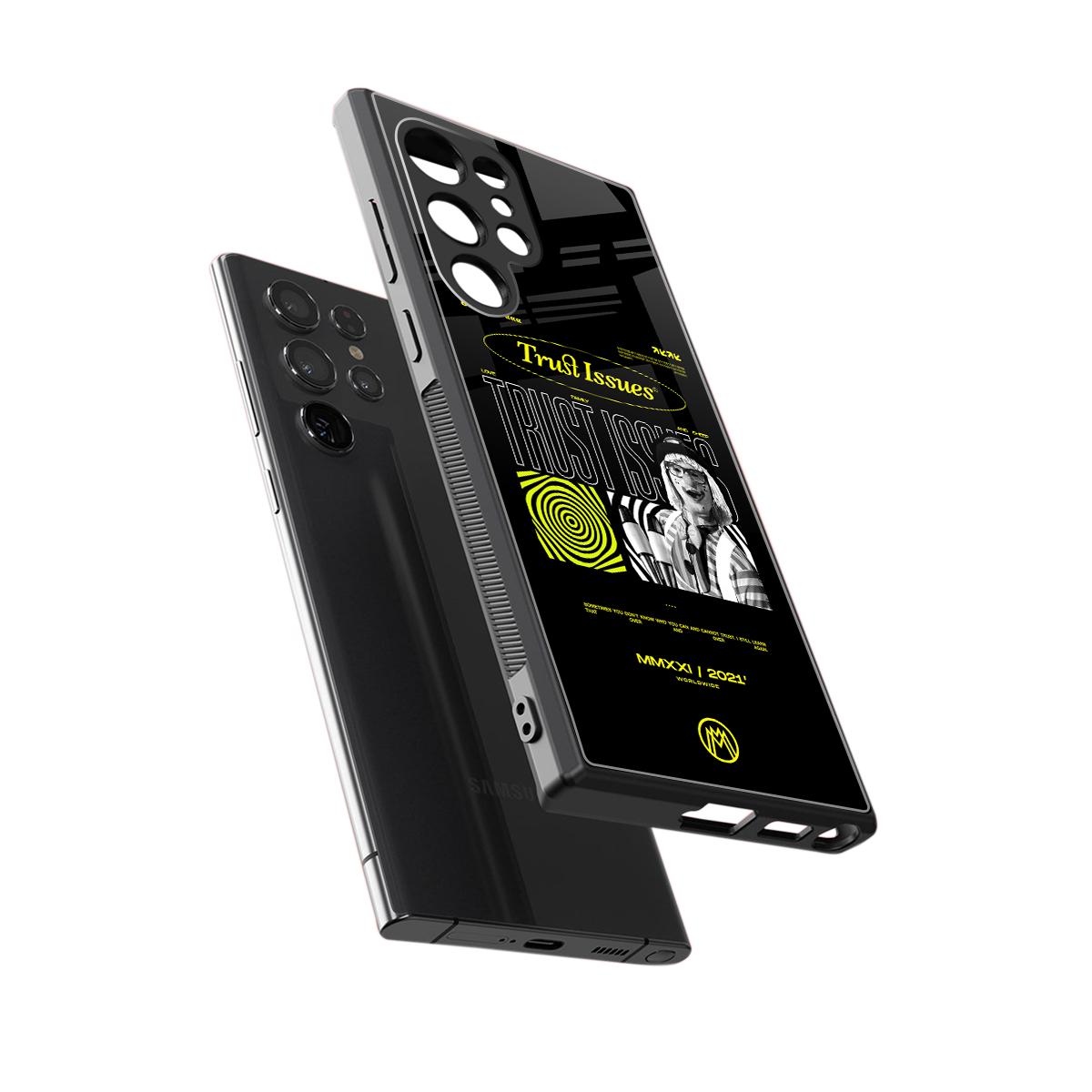 trust issues back phone cover | glass case for samsung galaxy s23 ultra