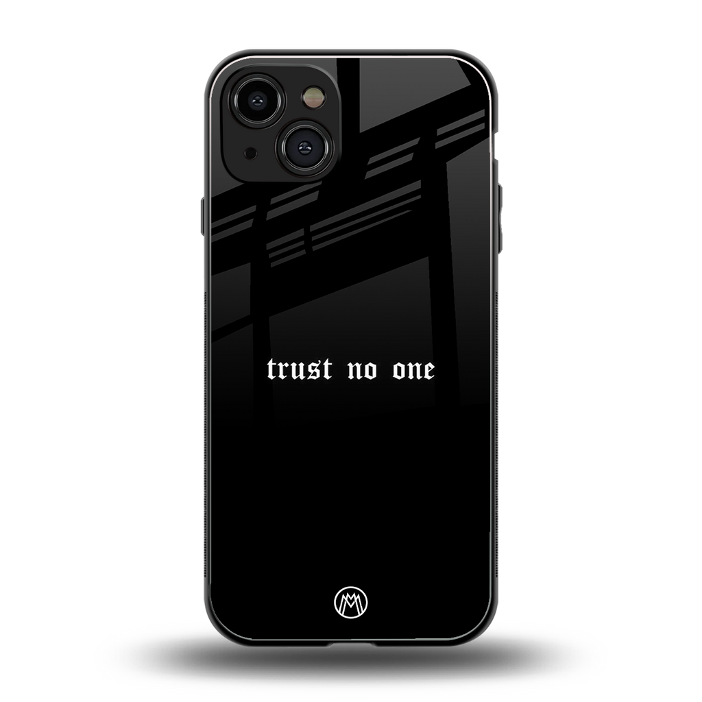 trust no one aesthetic quote back phone cover | glass case for iphone 14