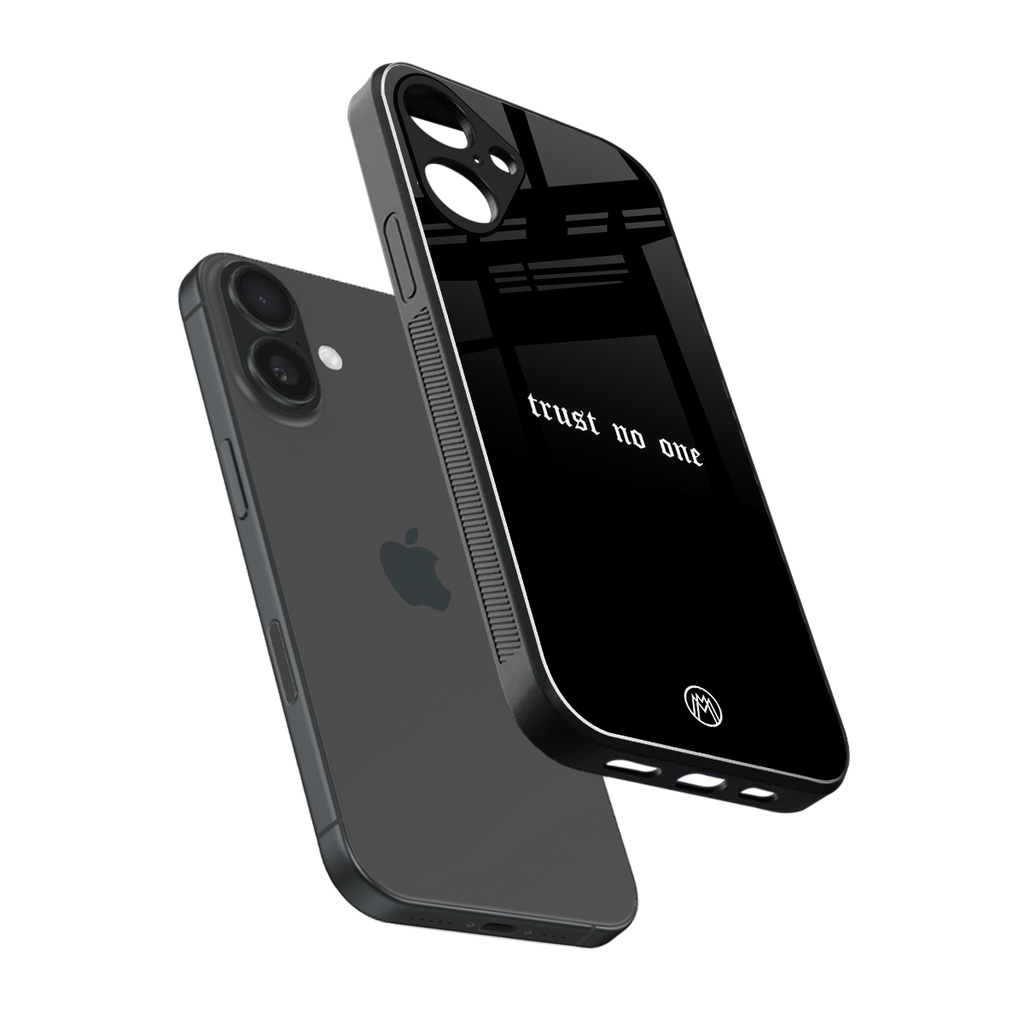 trust no one aesthetic quote back phone cover | glass case for iphone 16 plus