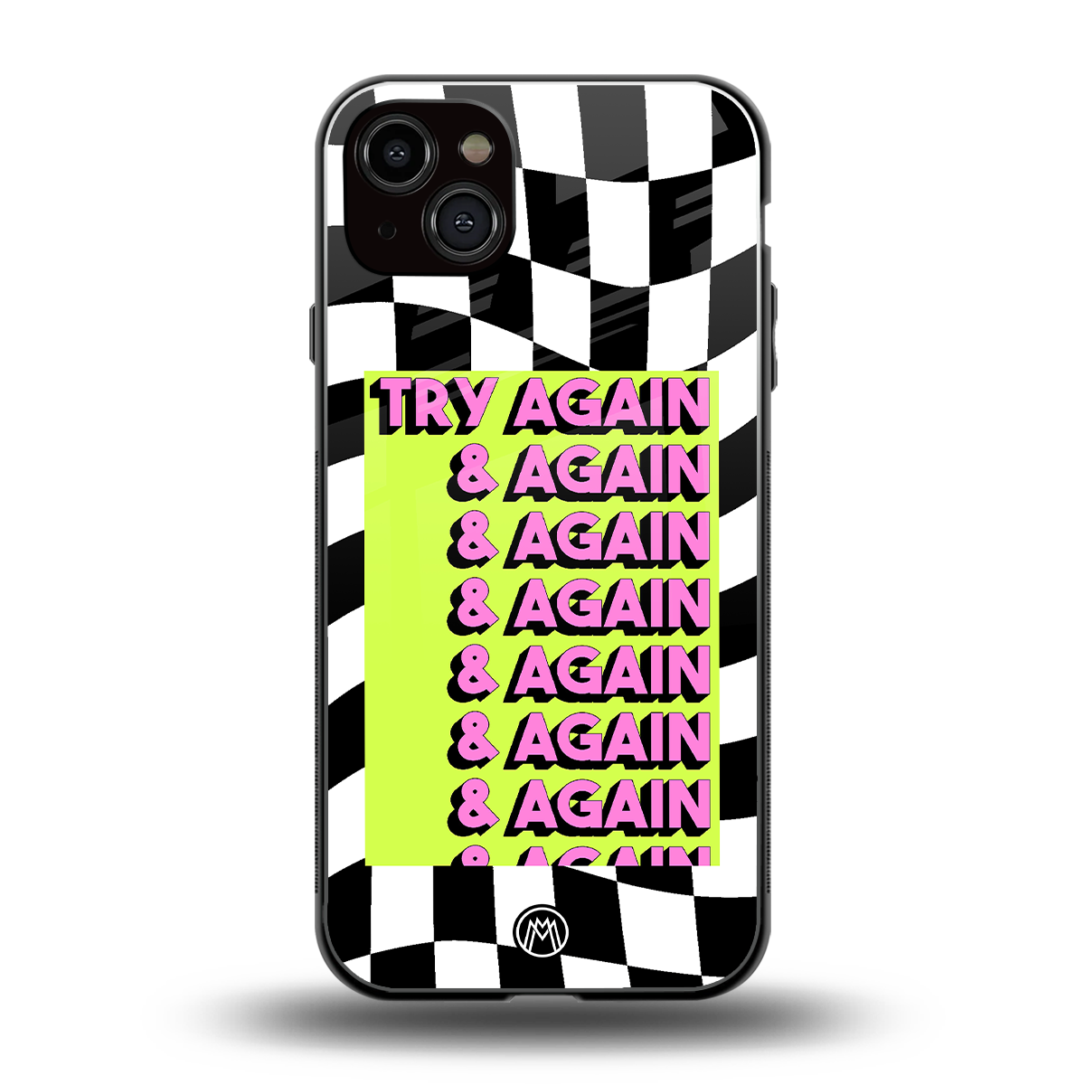 try again back phone cover | glass case for iphone 15 plus