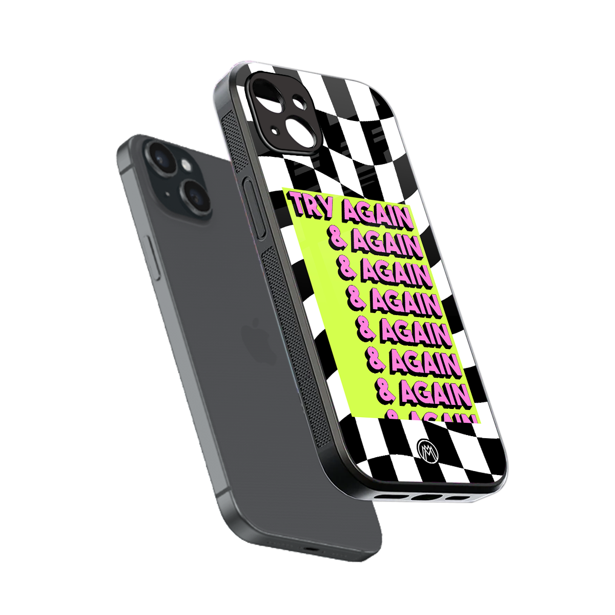try again back phone cover | glass case for iphone 15 plus