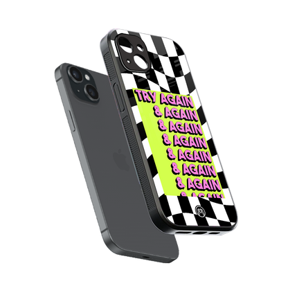 try again back phone cover | glass case for iphone 14 plus