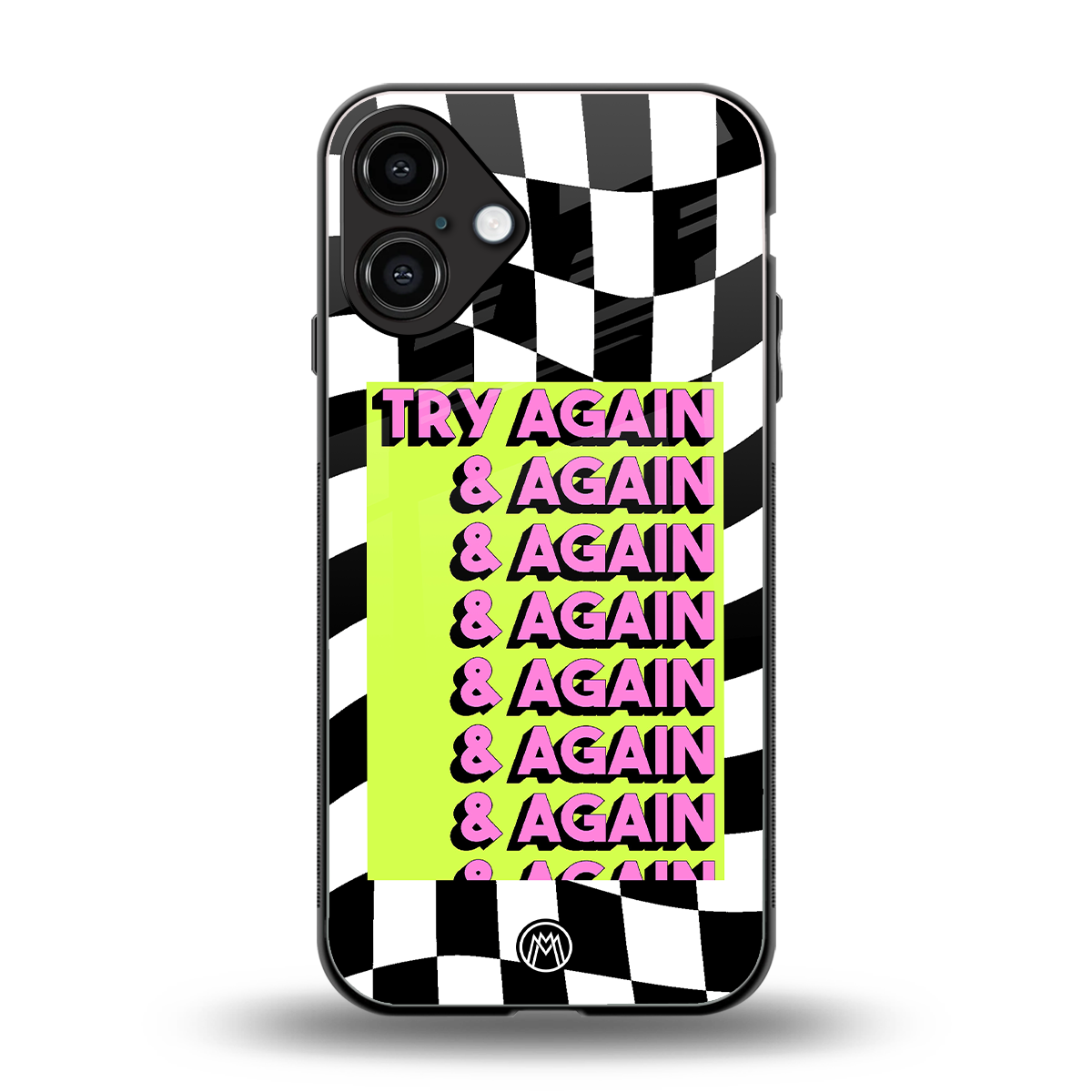 try again back phone cover | glass case for iphone 16 plus