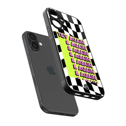 try again back phone cover | glass case for iphone 16 plus