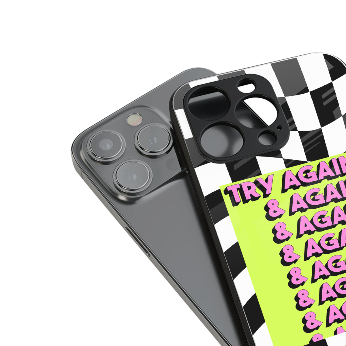 try again back phone cover | glass case for iphone 15