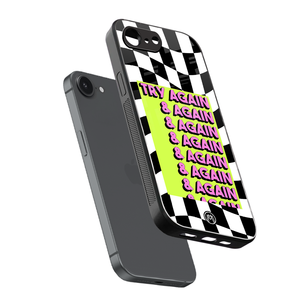 try again back phone cover | glass case for iphone 16e