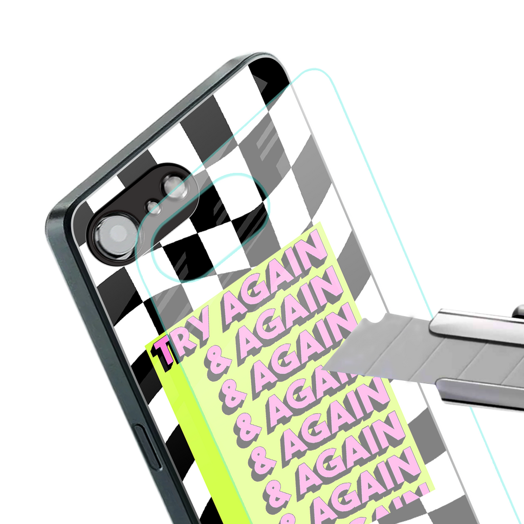 try again back phone cover | glass case for iphone 16e