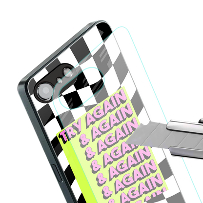 try again back phone cover | glass case for iphone 16e