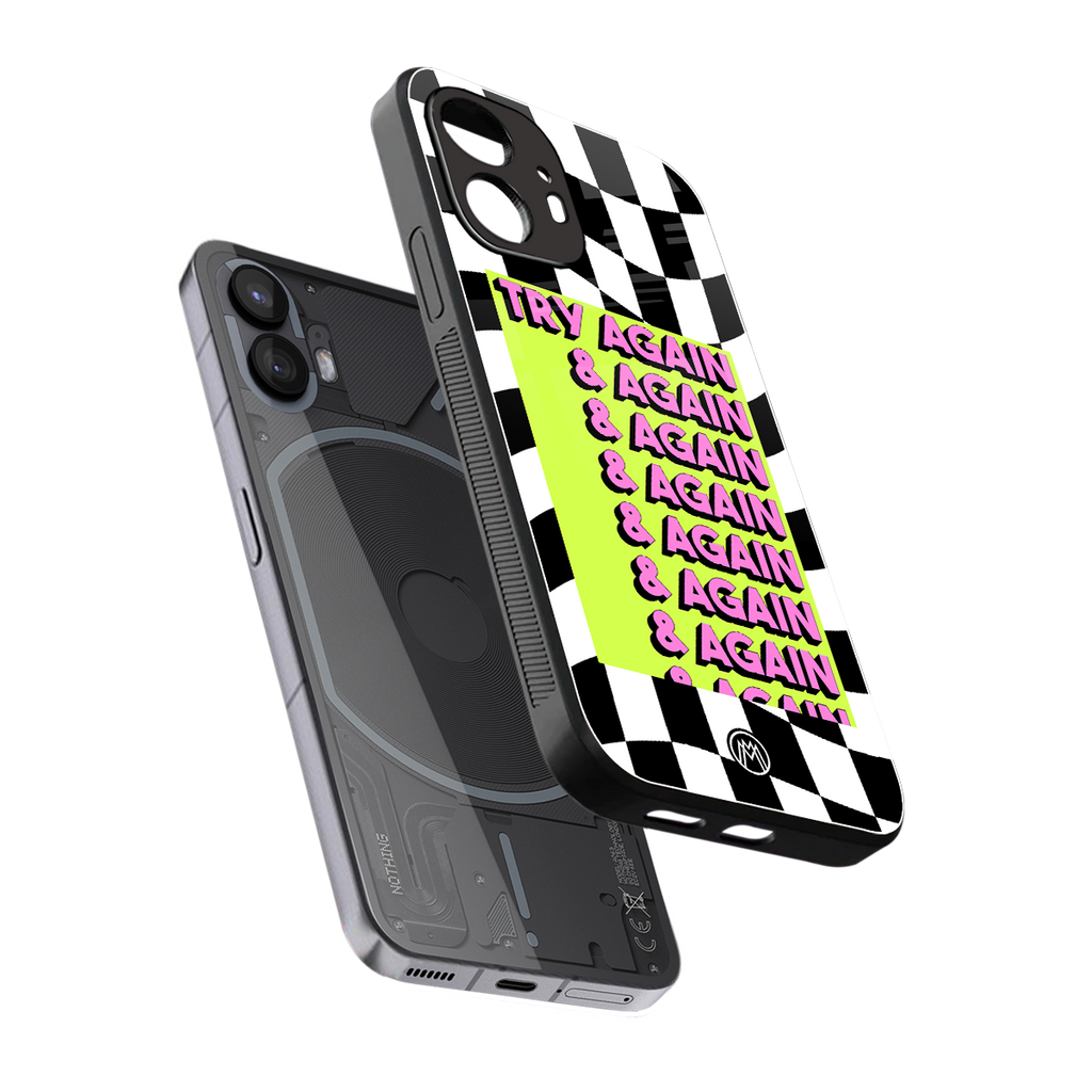 try again back phone cover | glass case for nothing phone 2