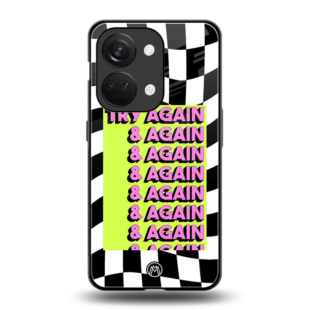 try again back phone cover | glass case for oneplus nord 3