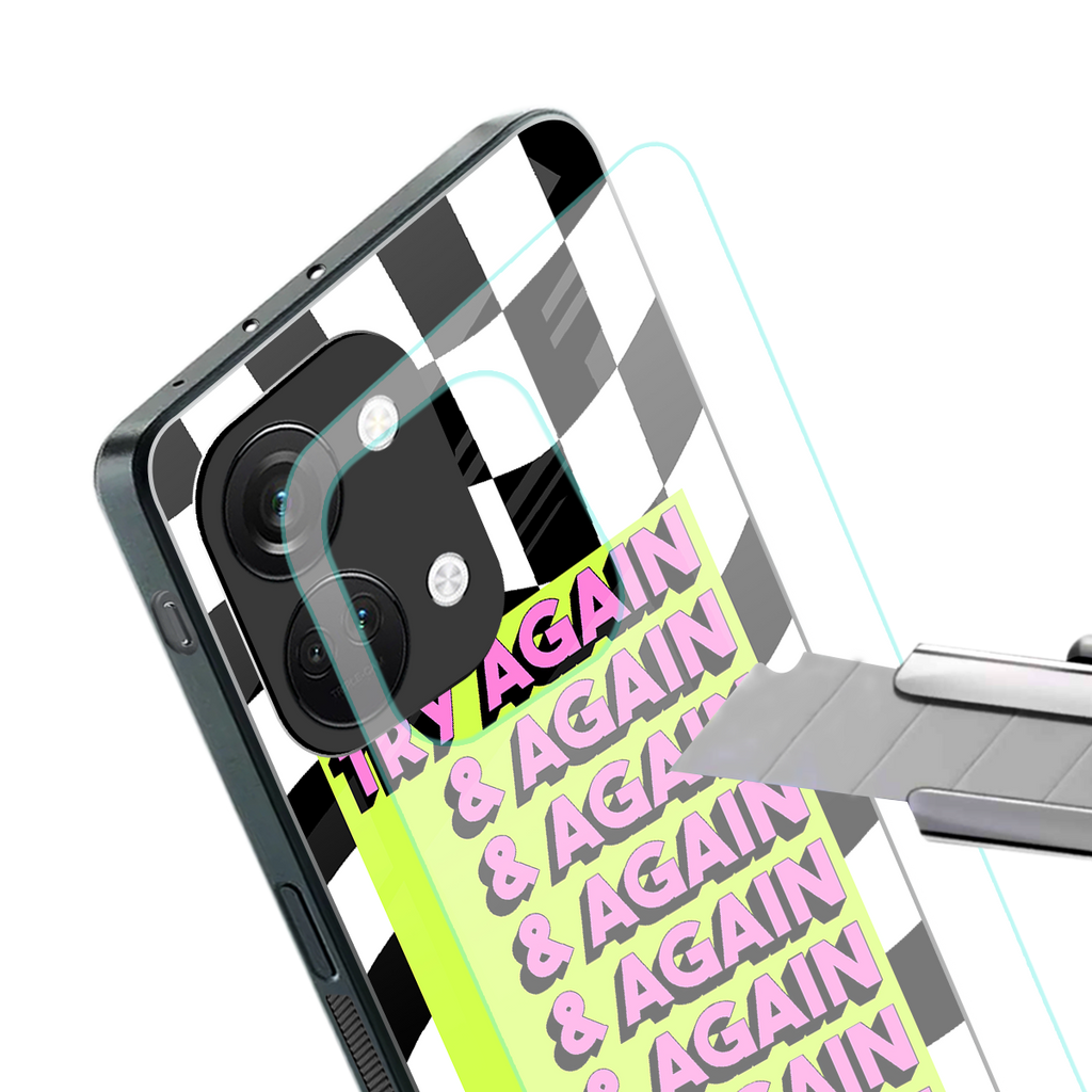 try again back phone cover | glass case for oneplus nord 3
