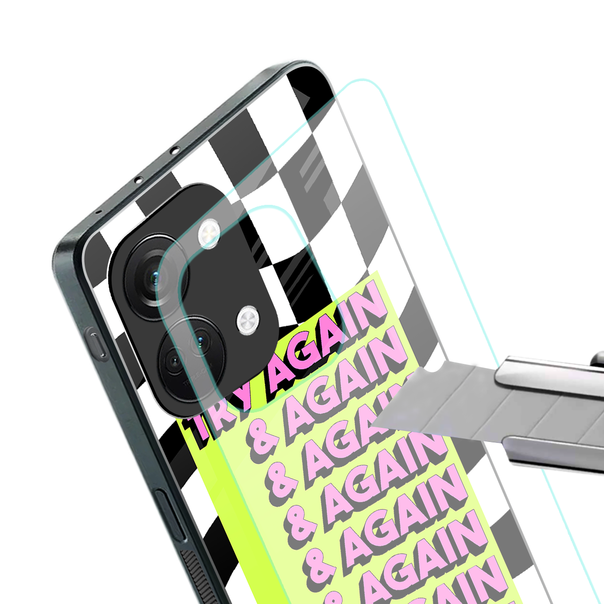 try again back phone cover | glass case for oneplus nord 3