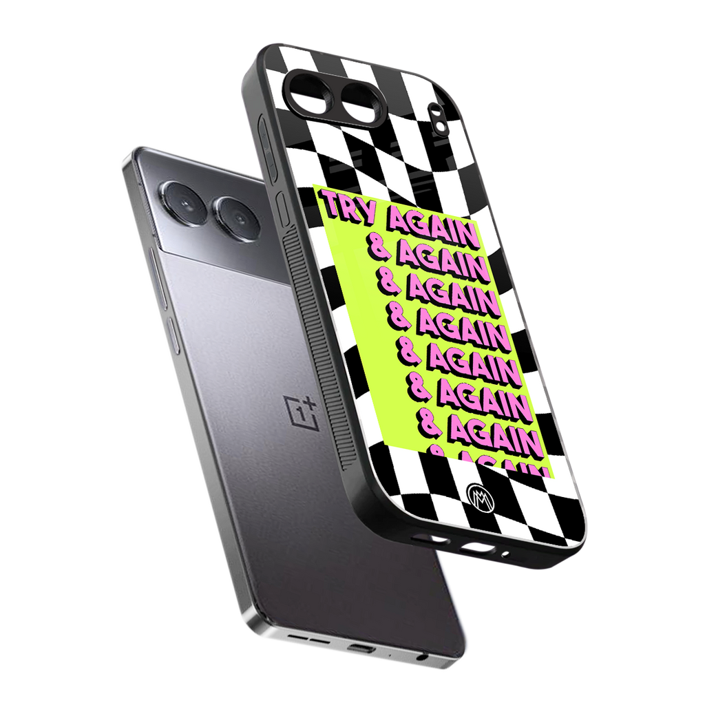 try again back phone cover | glass case for oneplus nord 4