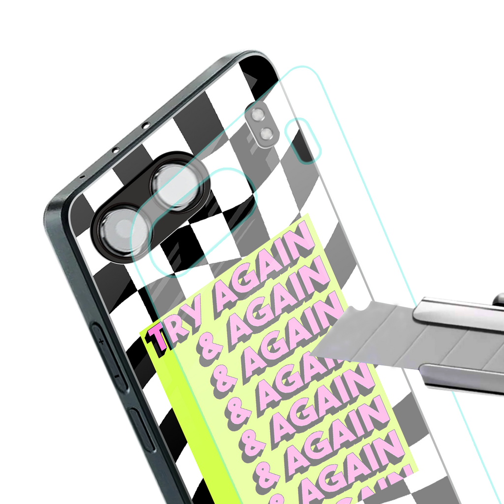 try again back phone cover | glass case for oneplus nord 4