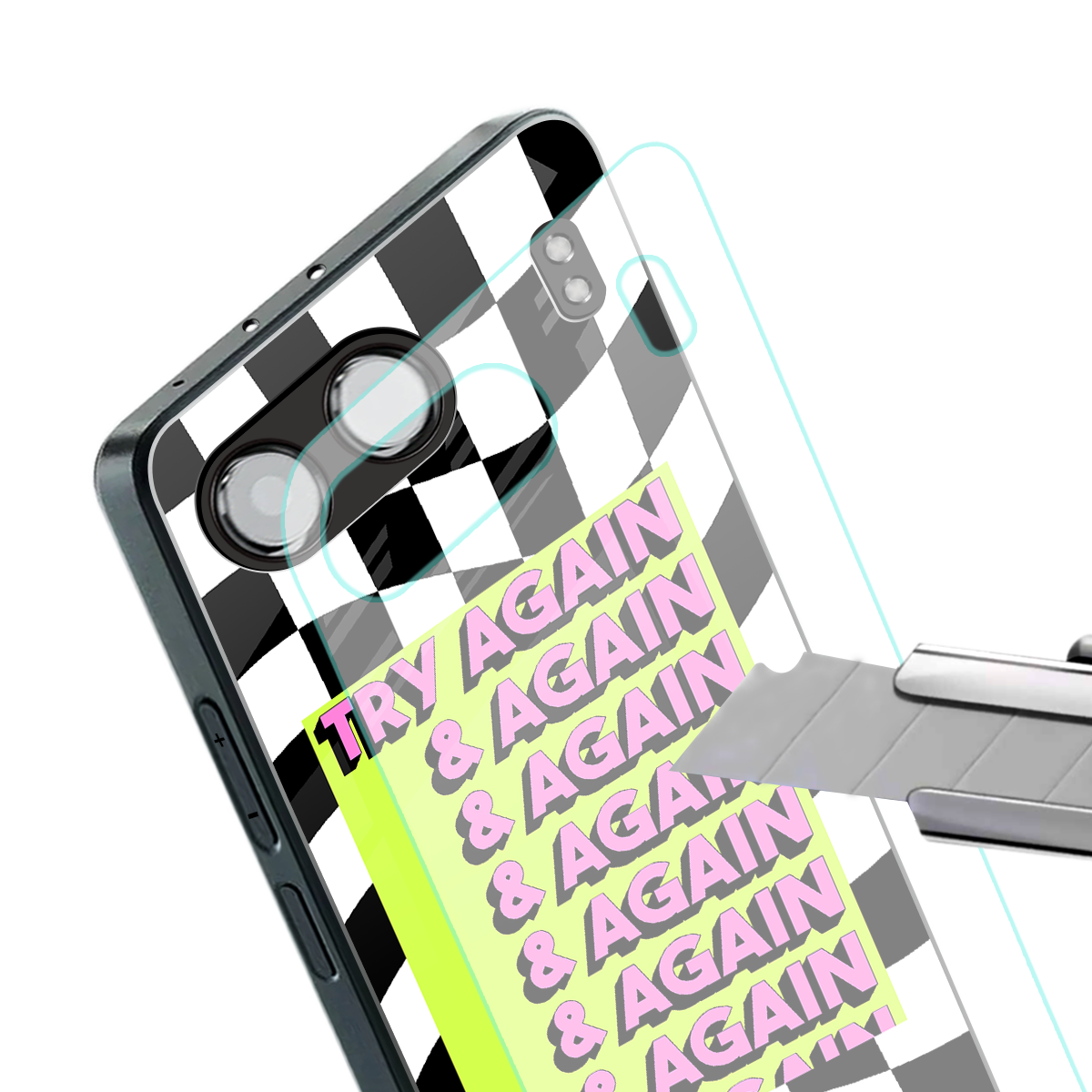 try again back phone cover | glass case for oneplus nord 4