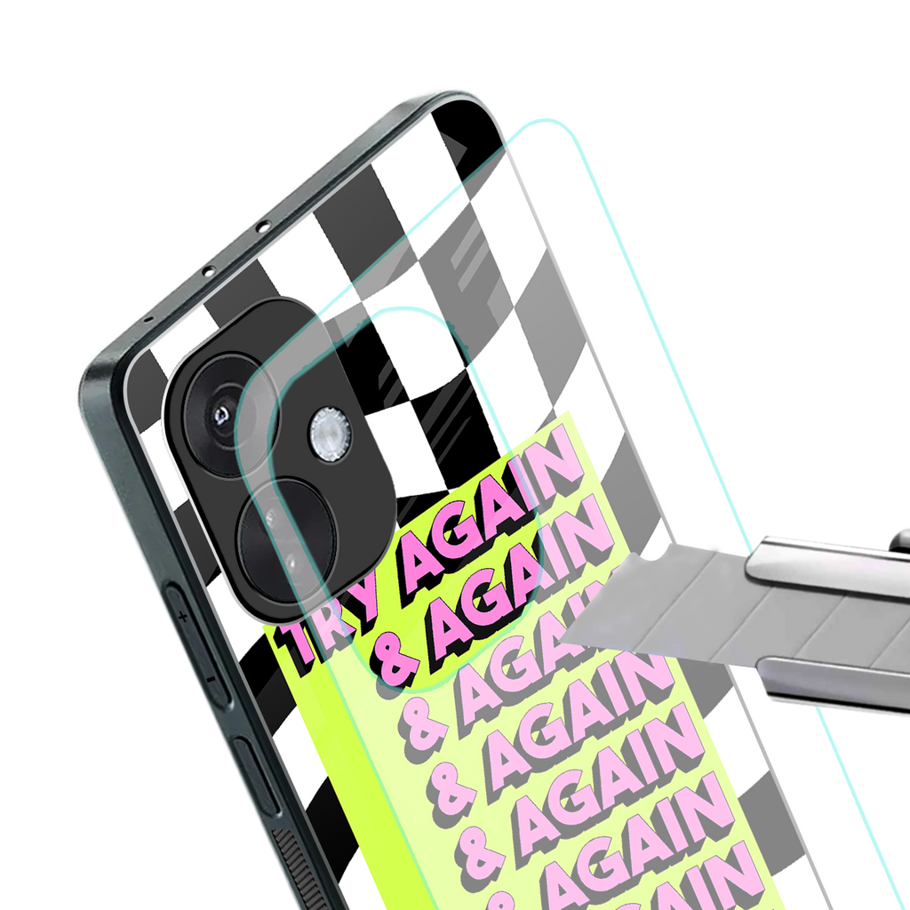 try again back phone cover | glass case for oneplus nord ce 3